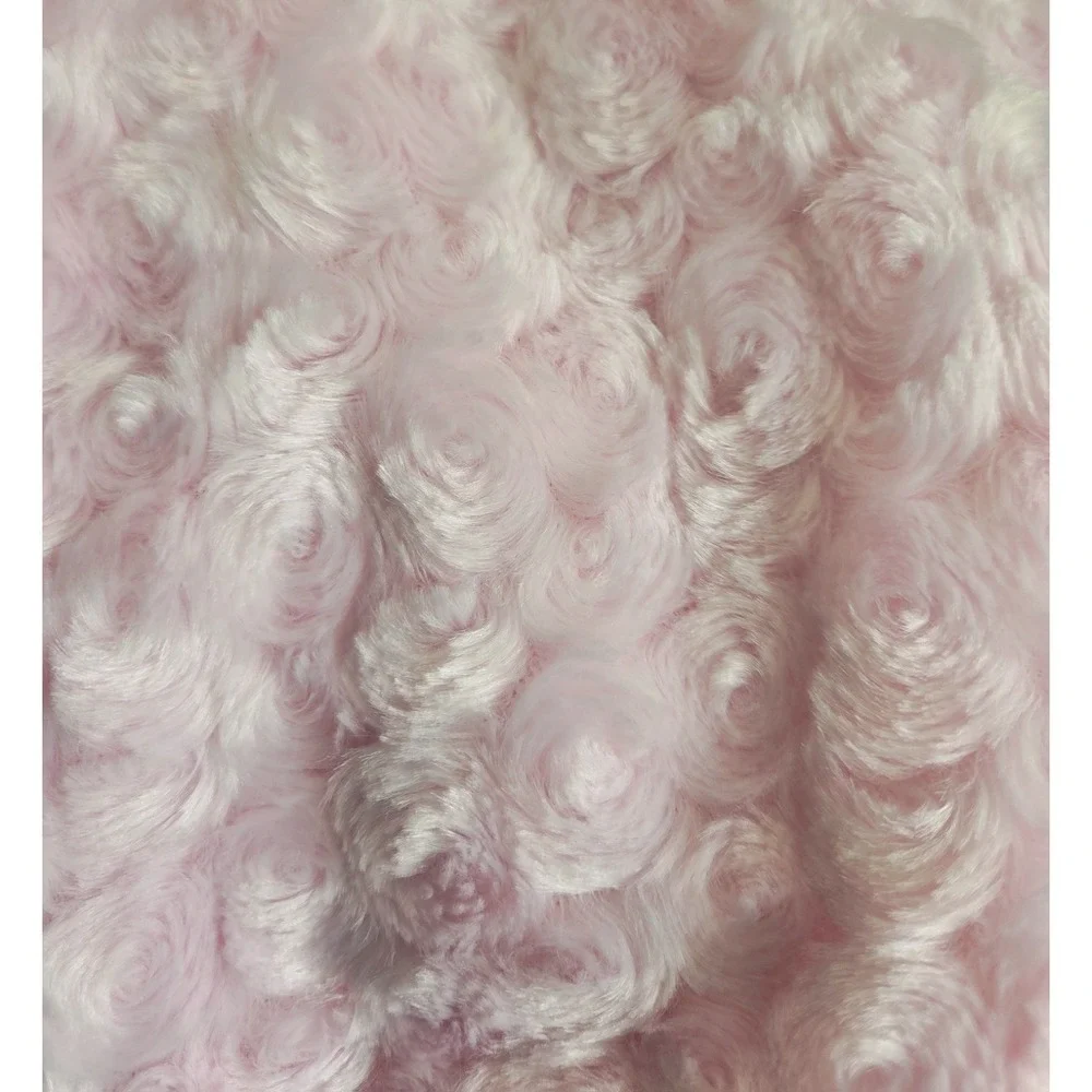 Blankets & Beyond Pink Minky Fur Hooded Ears Shawl Cape Poncho Hooded Satin Trim